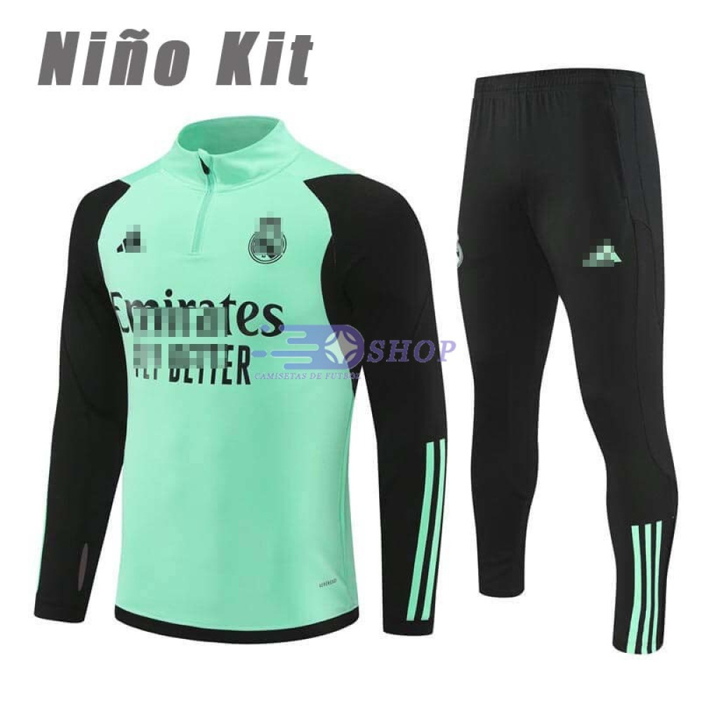 Sudadera de Entrenamiento Real Madrid 2024/2025 Verde/Negro Niño Kit