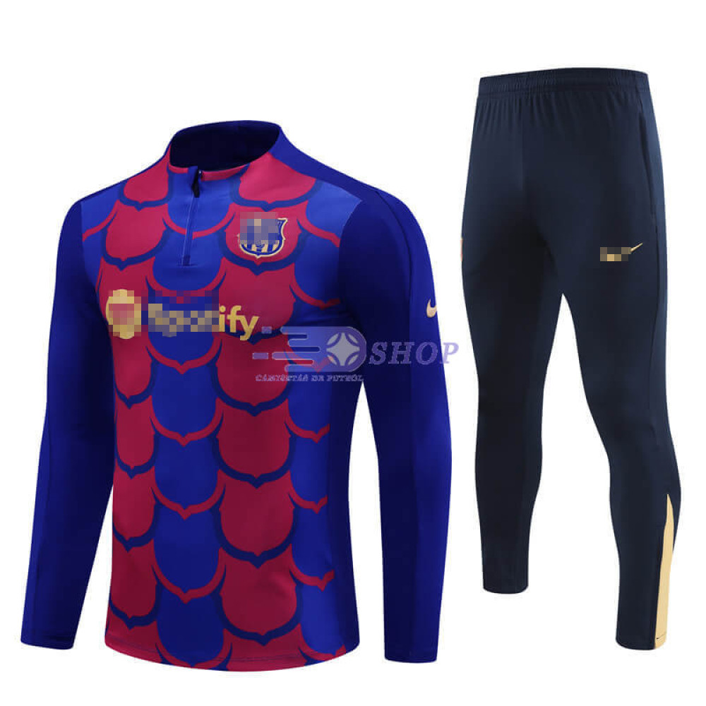 Sudadera de Entrenamiento Barcelona Rojo/Azul 2024/2025 Kit