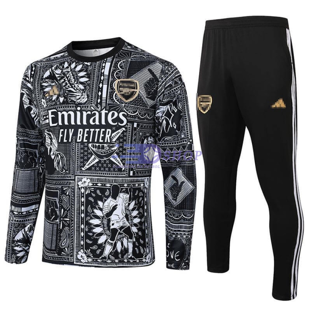 Sudadera de Entrenamiento Cuello Redondo Arsenal Negro 2024/2025 Kit