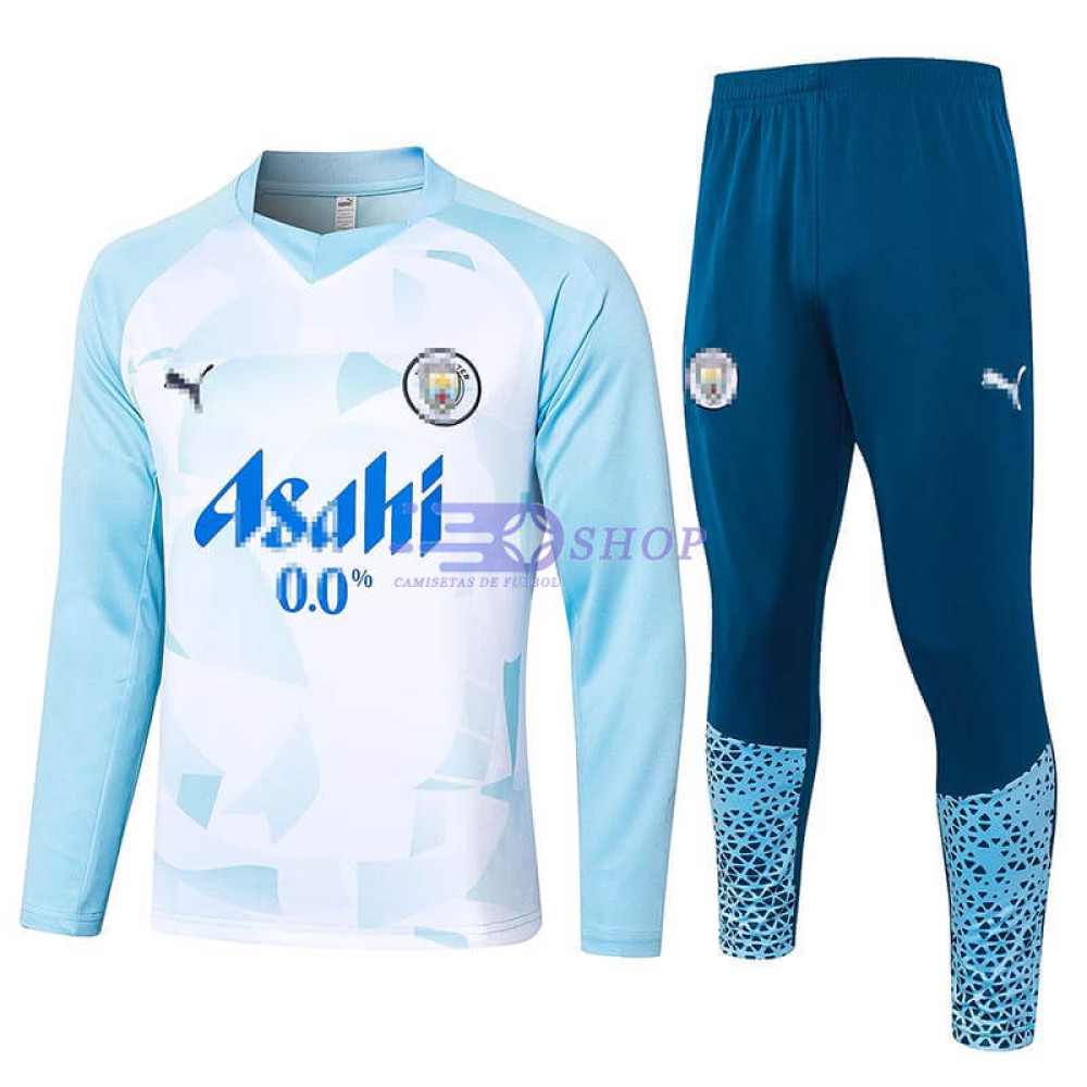 Sudadera de Entrenamiento Cuello Redondo Manchester City Azul/Blanco 2024/2025 Kit