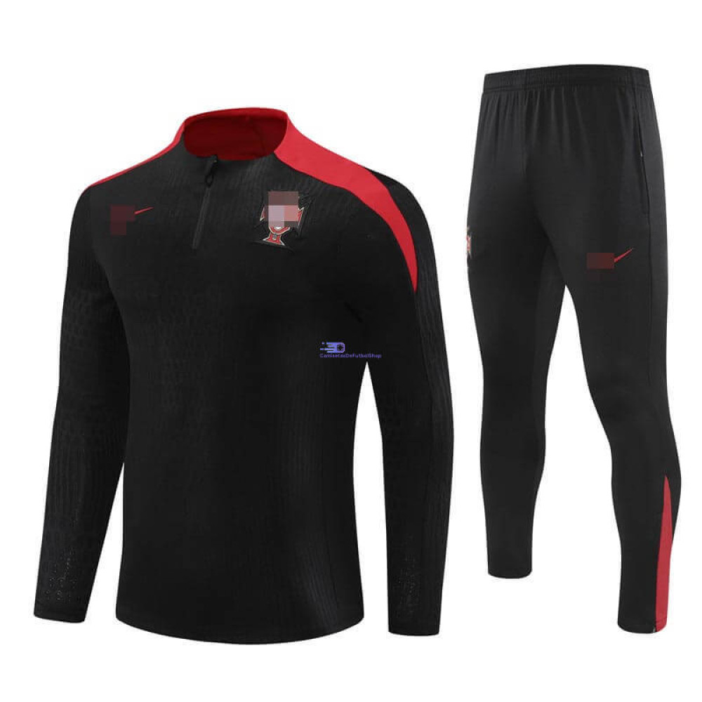 Sudadera de Entrenamiento Portugal Negro/Rojo 2024 Kit