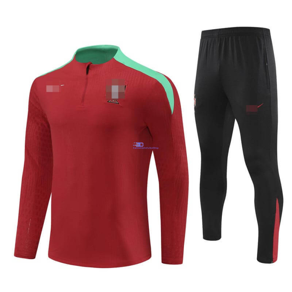 Sudadera de Entrenamiento Portugal Rojo/Verde 2024 Kit