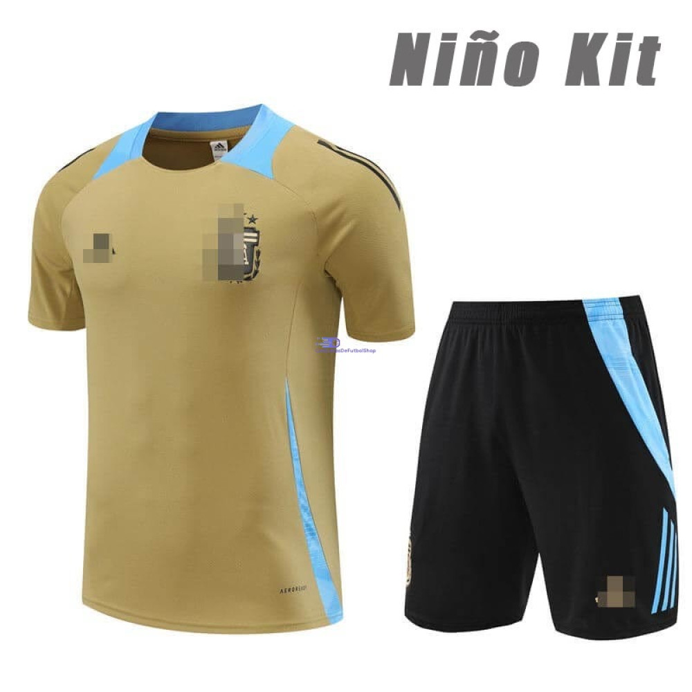 Camiseta de Entrenamiento Argentina Dorado/Azul 2024 Niño Kit