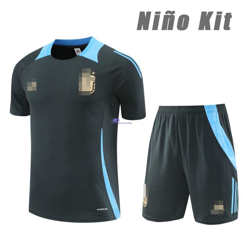 Camiseta de Entrenamiento Argentina Gris/Azul 2024 Niño Kit