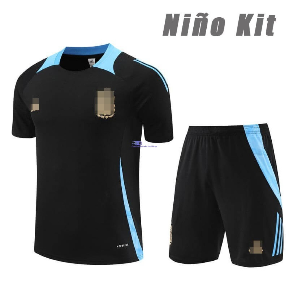 Camiseta de Entrenamiento Argentina Negro/Azul 2024 Niño Kit