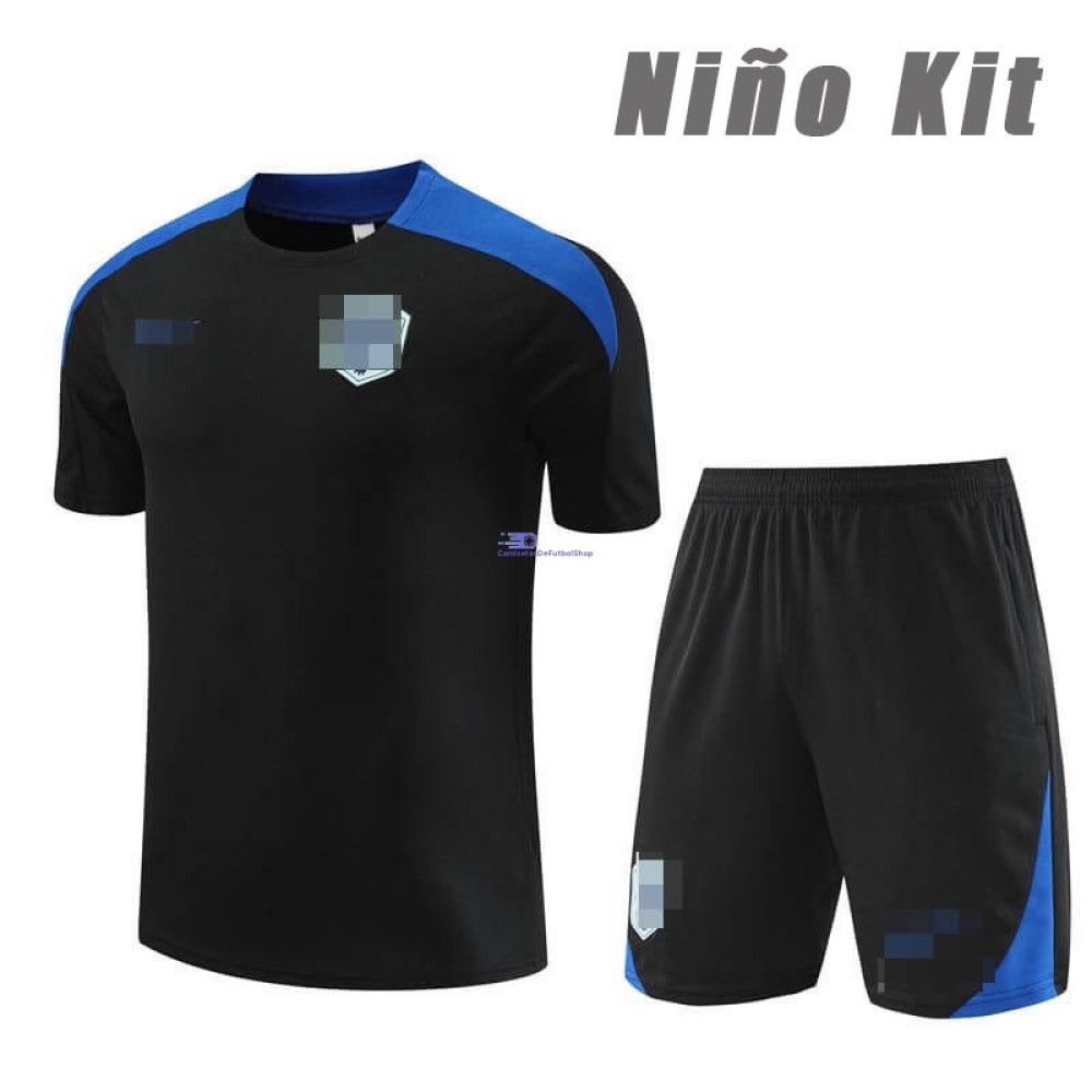 Camiseta de Entrenamiento Holanda Negro/Azul 2024 Niño Kit
