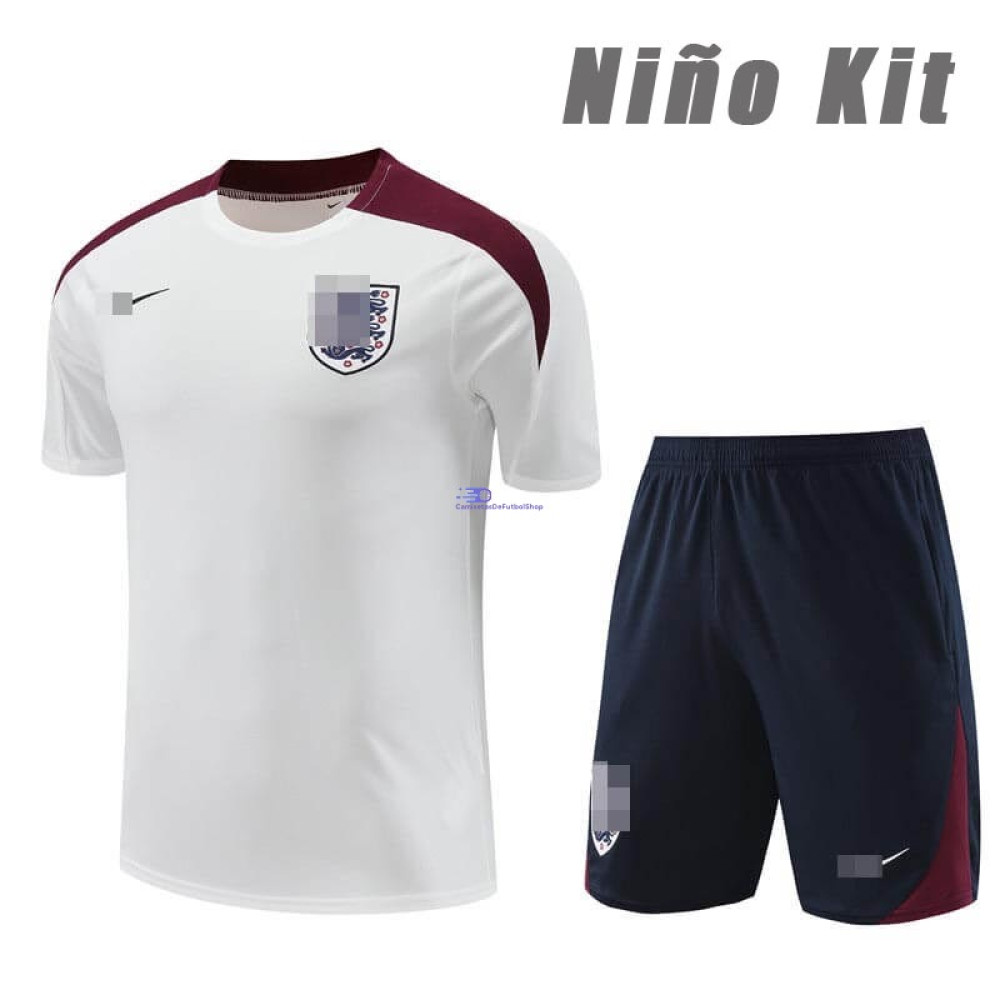 Camiseta de Entrenamiento Inglaterra Blanco/Rojo 2024 Niño Kit