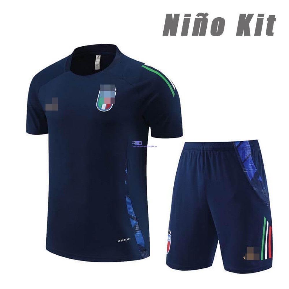 Camiseta de Entrenamiento Italia Azul 2024 Niño Kit