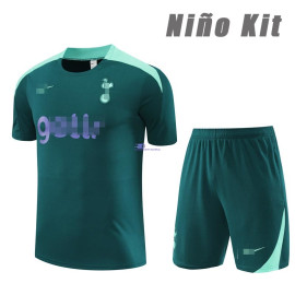 Camiseta de Entrenamiento Tottenham Hotspur Verde Oscuro 2024/2025 Niño Kit