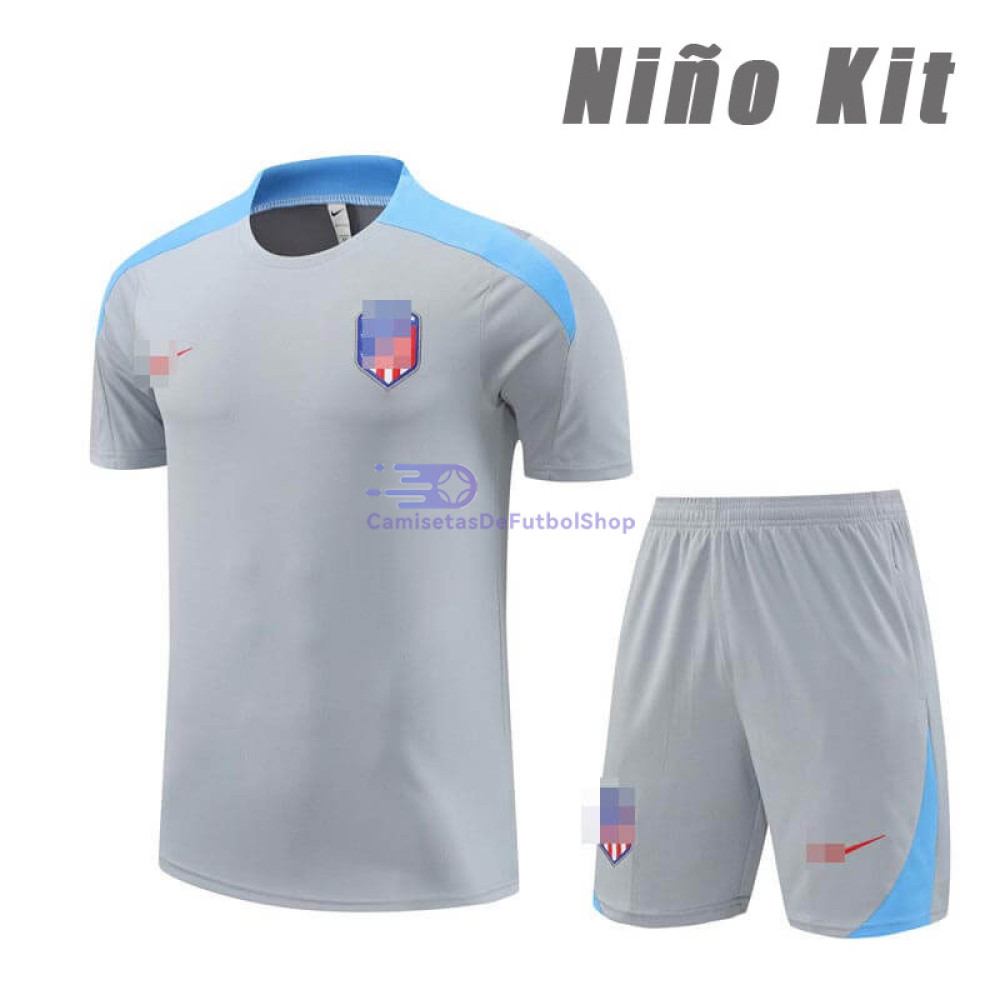 Camiseta de Entrenamiento Atlético de Madrid Gris Claro 2024/2025 Niño Kit (El Escudo Anterior)