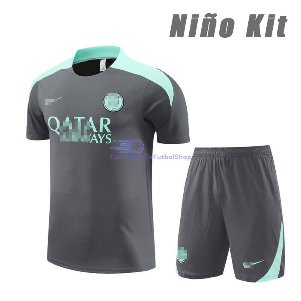 Camiseta de Entrenamiento PSG 2024/2025 Gris/Aquamarine Niño Kit