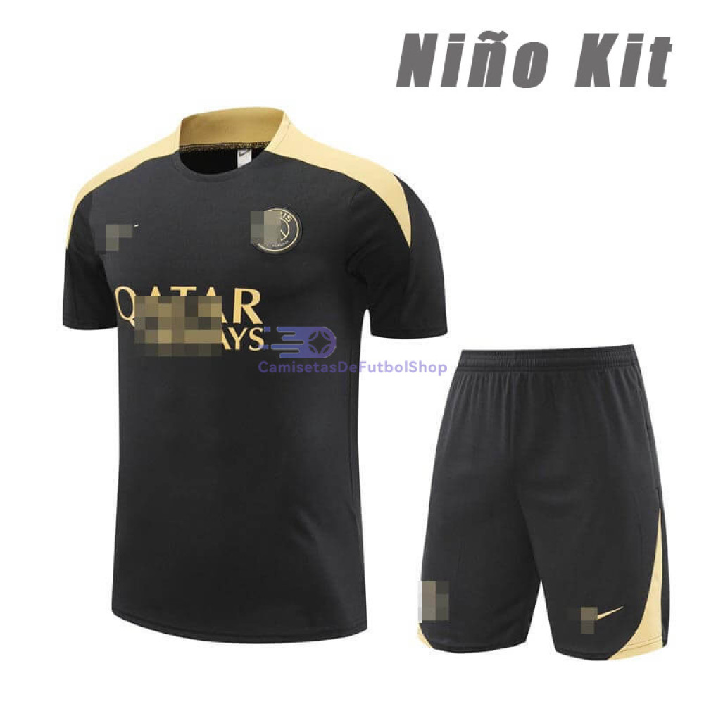 Camiseta de Entrenamiento PSG Negro/Dorado 2024/2025 Niño Kit
