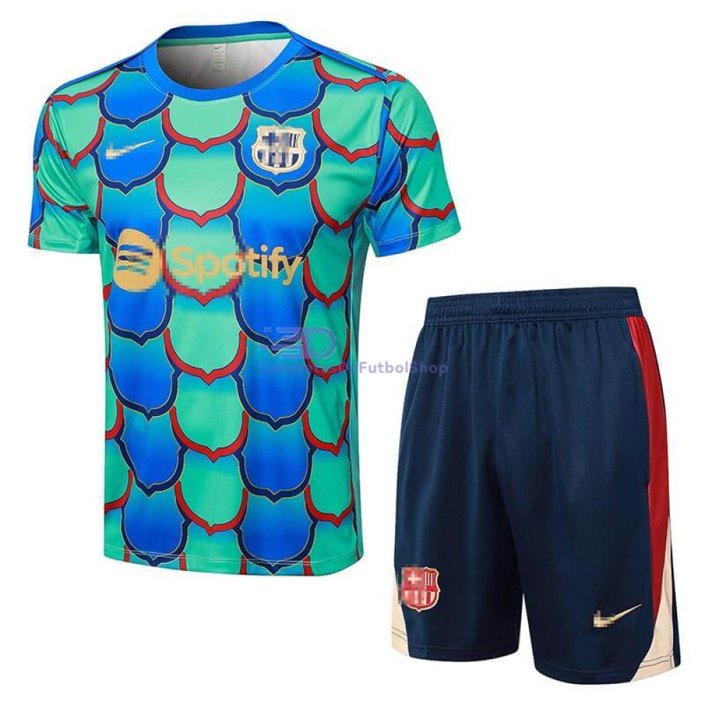 Camiseta de Entrenamiento Barcelona Verde/Azul 2024/2025 Kit