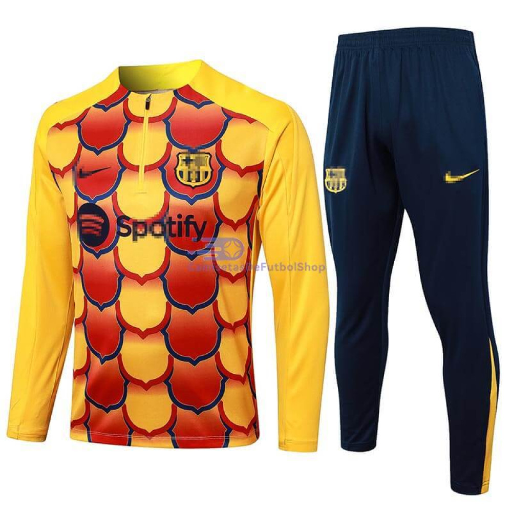 Sudadera de Entrenamiento Barcelona Amarillo/Rojo 2024/2025 Kit
