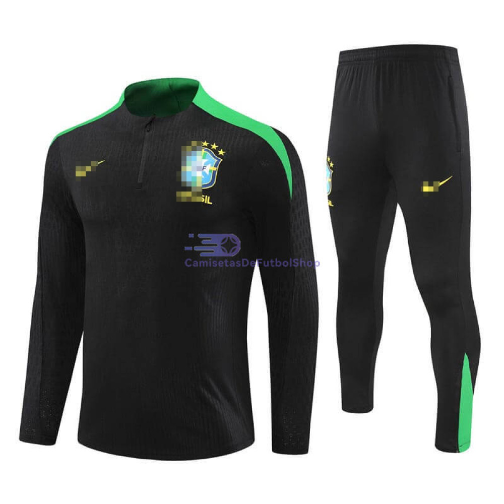 Sudadera de Entrenamiento Brasil Negro/Verde 2024 Kit