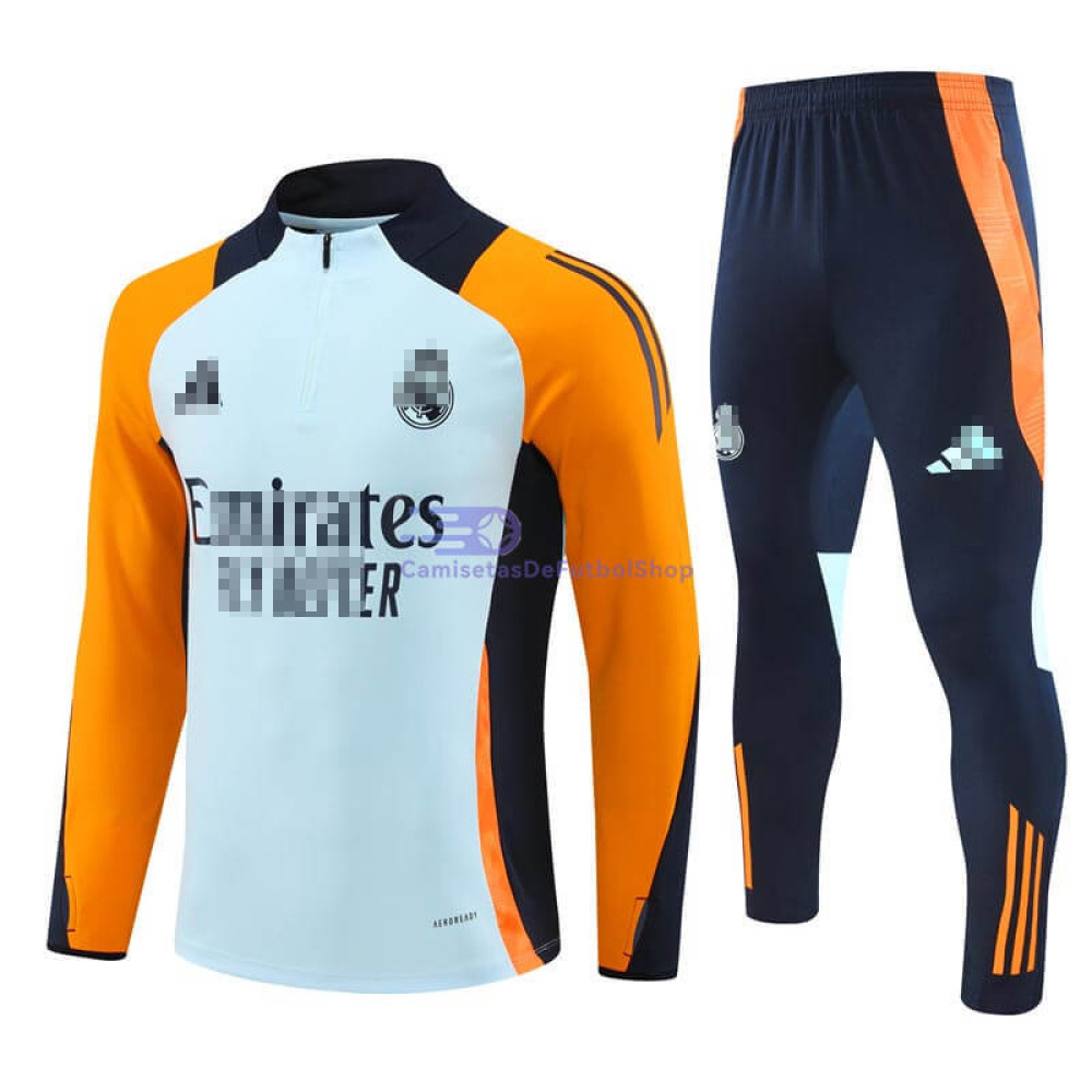 Sudadera de Entrenamiento Real Madrid Azul Claro/Naranja 2024/2025 Kit