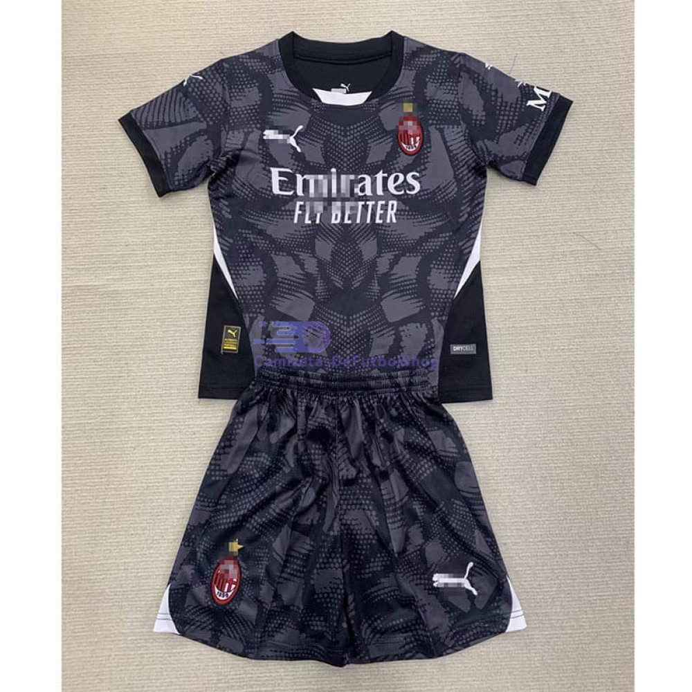 Camiseta De Portero AC Milan 2024/2025 Negro Niño Kit