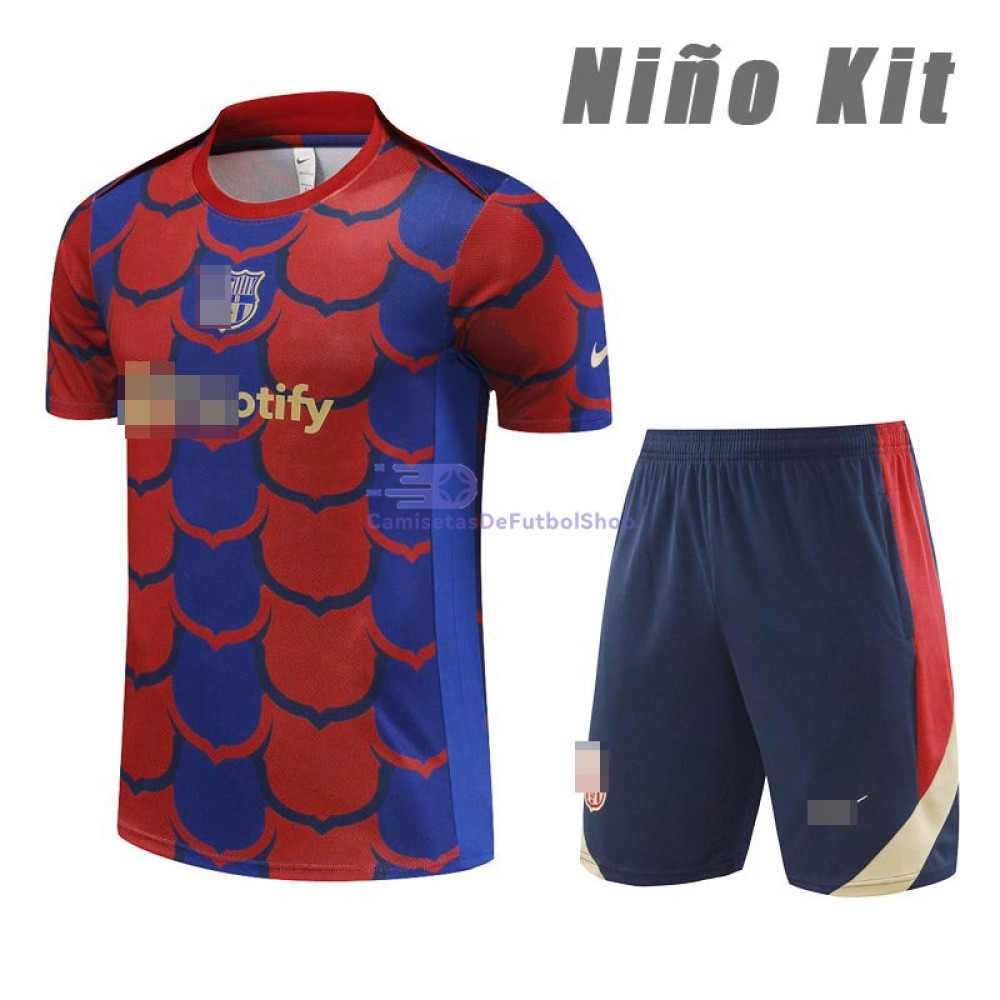 Camiseta Barcelona 2024/2025 Rojo/Azul Pre-Match Niño Kit