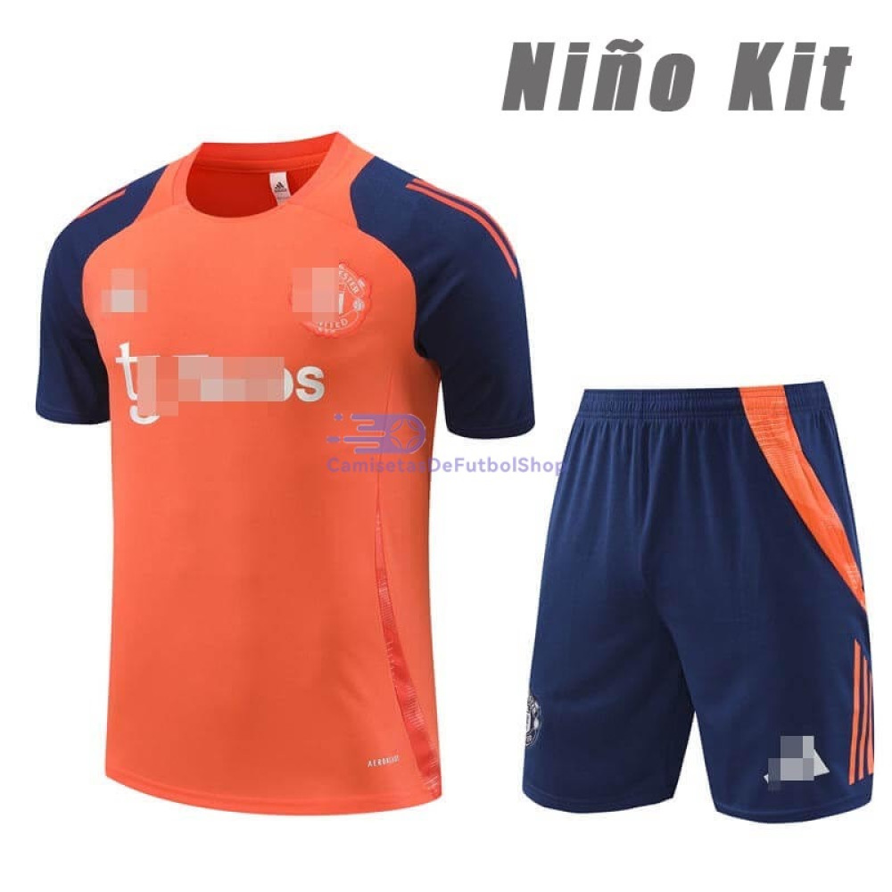 Camiseta de Entrenamiento Manchester United 2024/2025 Naranja/Azul Oscuro Niño Kit
