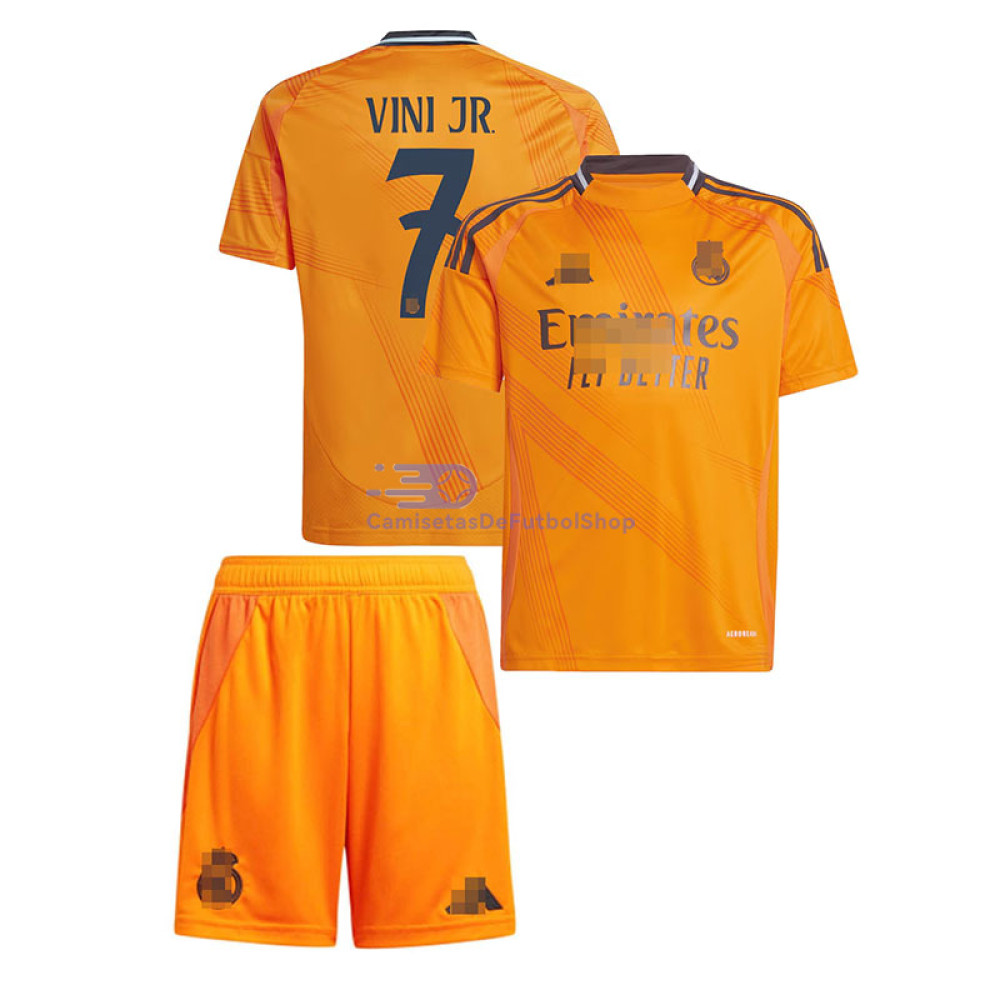 Camiseta Vini Jr. 7 Real Madrid 2024/2025 2ª Equipación Niño Kit