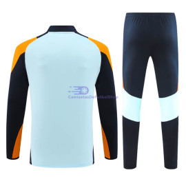 Sudadera de Entrenamiento Real Madrid 2024/2025 Azul Claro/Naranja Niño Kit
