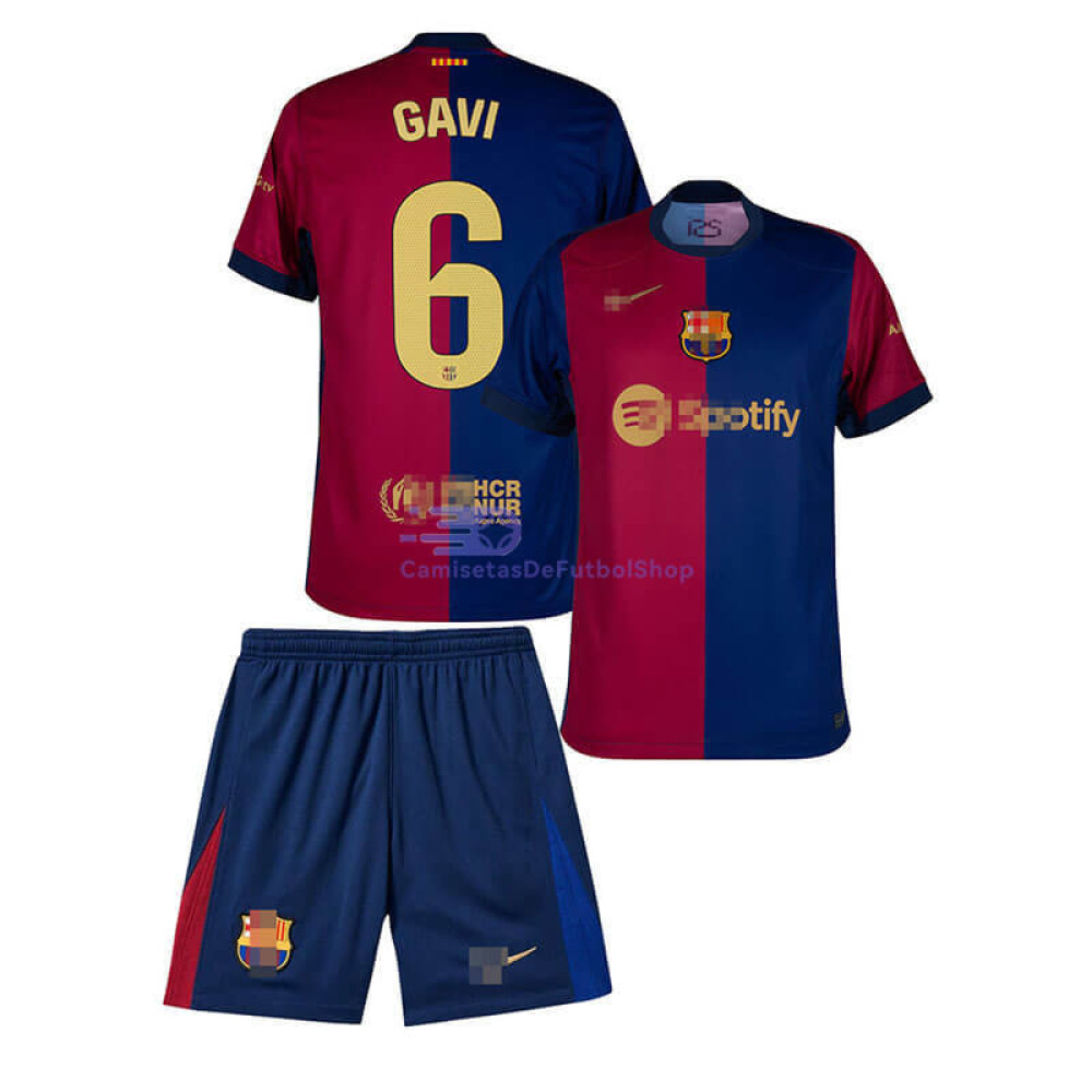 Camiseta Gavi 6 Barcelona 2024/2025 1ª Equipación Niño Kit