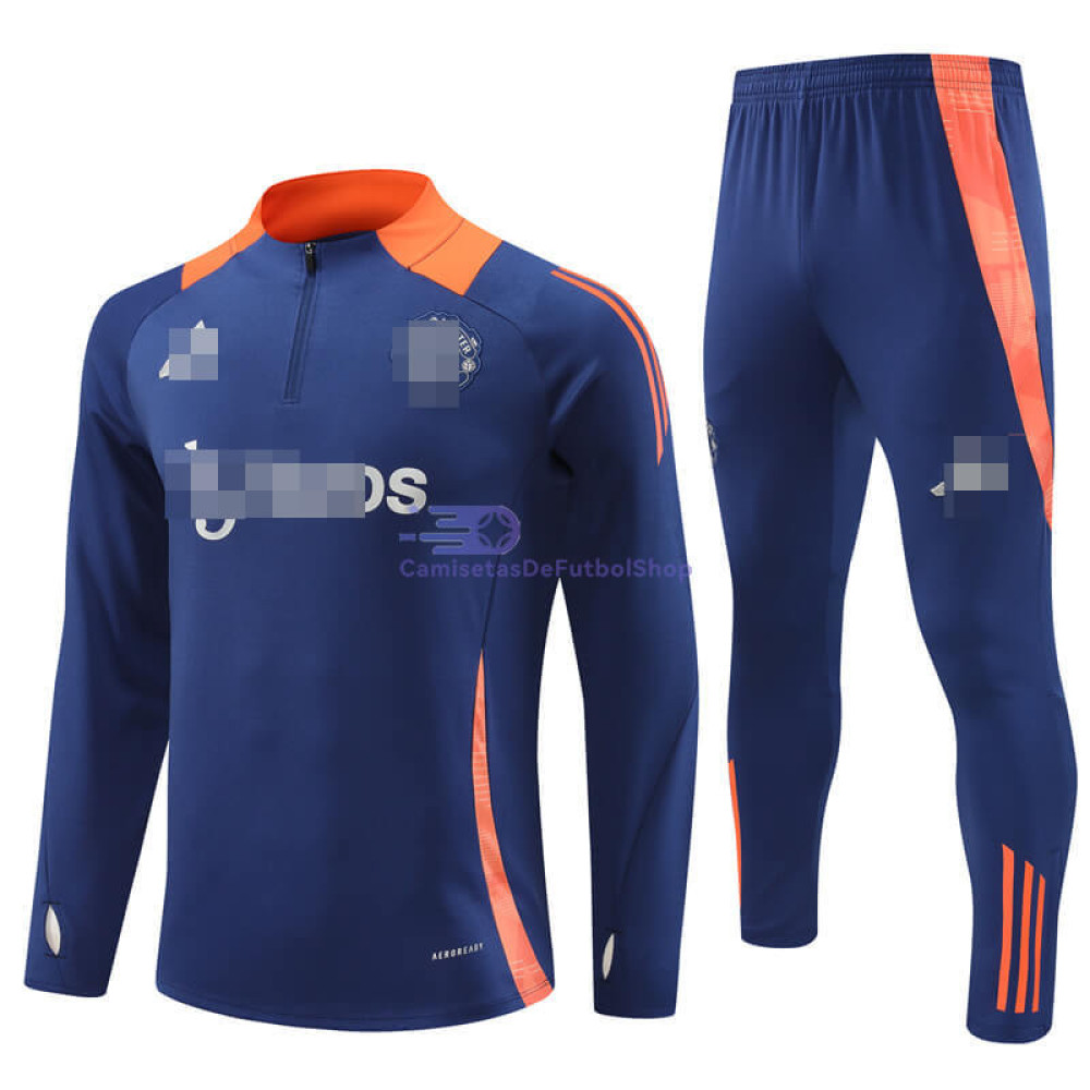 Sudadera de Entrenamiento Manchester United 2024/2025 Azul Marino/Naranja Kit