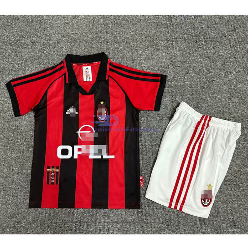 Camiseta AC Milan 98/99 1ª Equipación Retro Niño Kit