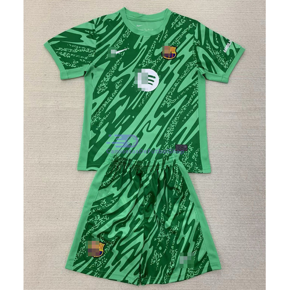 Camiseta de Portero Barcelona 2024/25 Verde Niño Kit