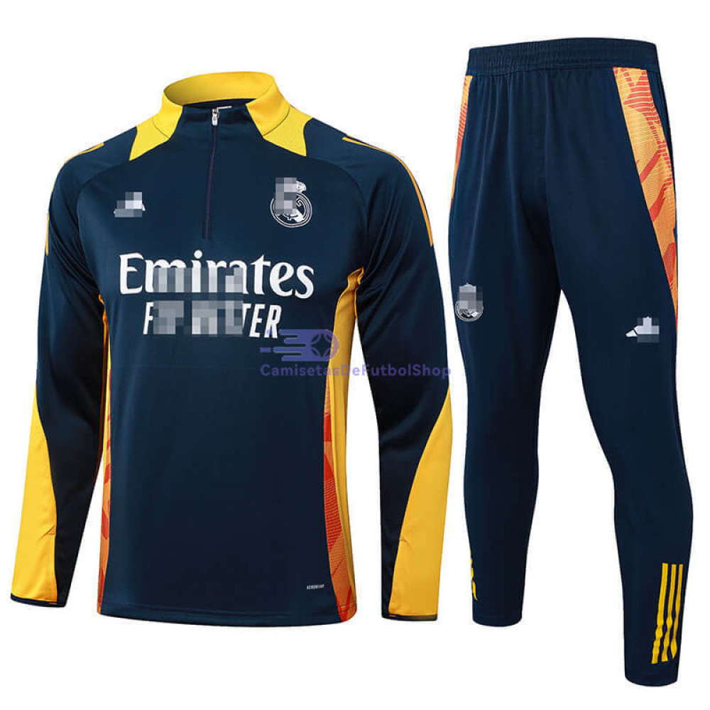 Sudadera De Entrenamiento Real Madrid 2024/2025 Azul Marino/Amarillo Kit
