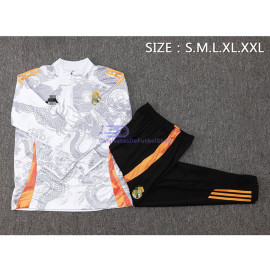 Sudadera De Entrenamiento Real Madrid 2024/2025 Blanco/Gris con Estampado Kit