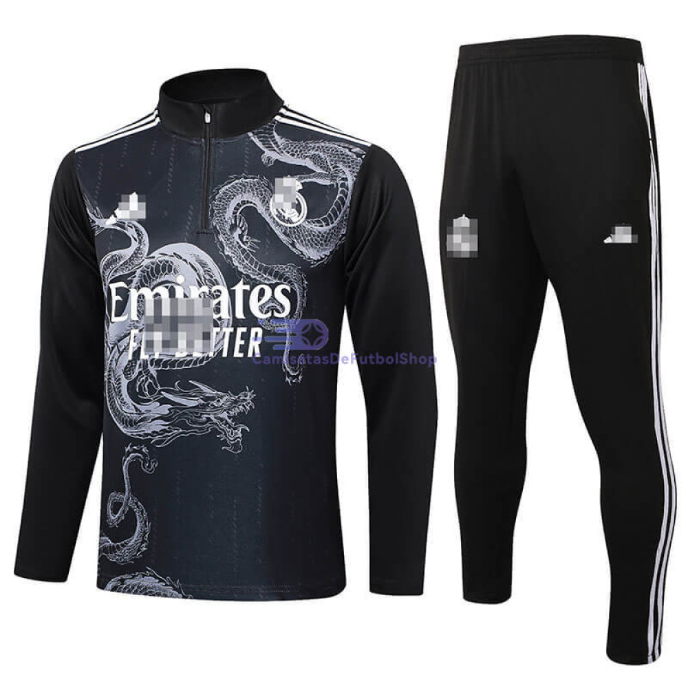Sudadera De Entrenamiento Real Madrid 2024/2025 Negro con Estampado Kit