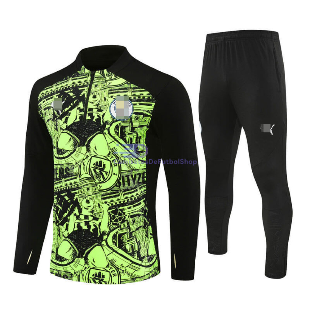 Sudadera de Entrenamiento Manchester City 2024/2025 Negro/Verde Kit