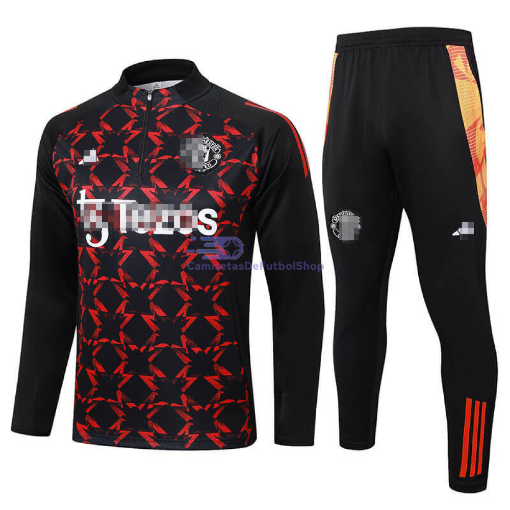 Sudadera de Entrenamiento Manchester United 2024/2025 Negro/Rojo Kit