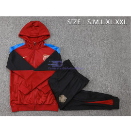 Chandal Con Capucha Barcelona Rojo Oscuro/Azul 2024/2025