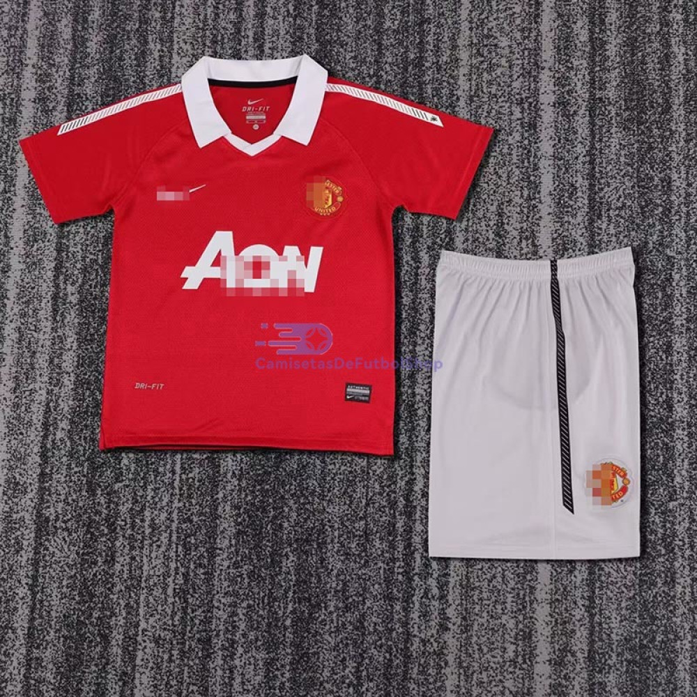 Camiseta Manchester United 2010/11 1ª Equipación Retro Niño Kit