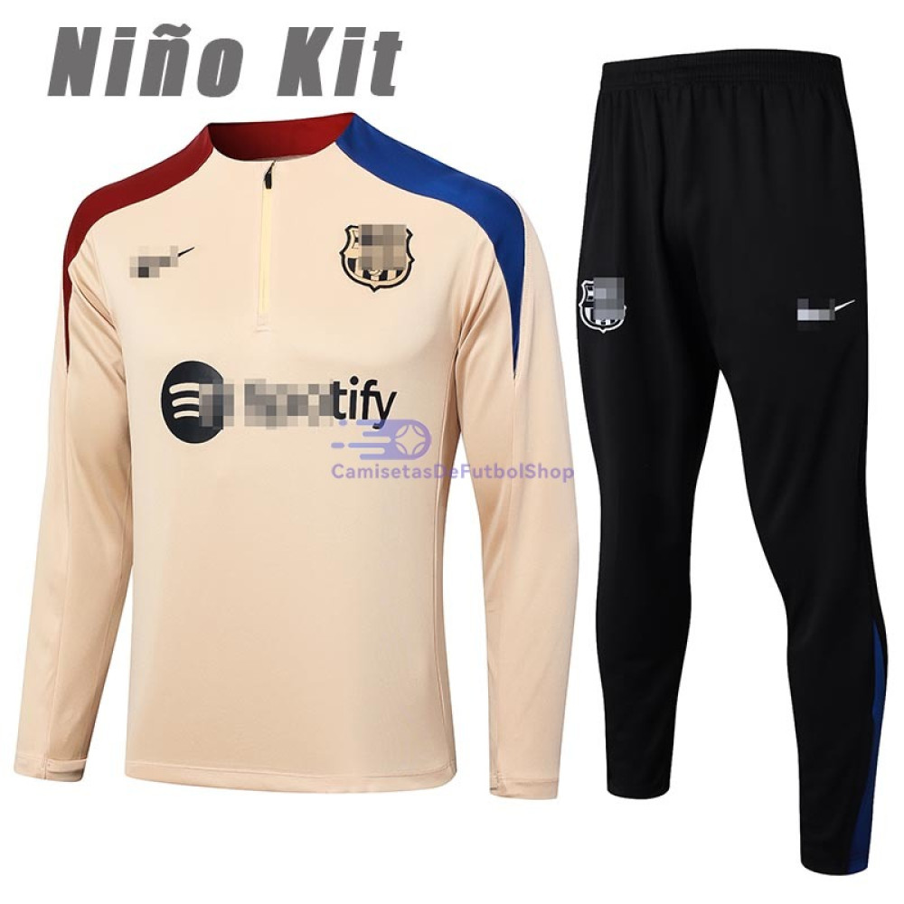 Sudadera De Entrenamiento Barcelona Caqui 2024/2025 Niño Kit