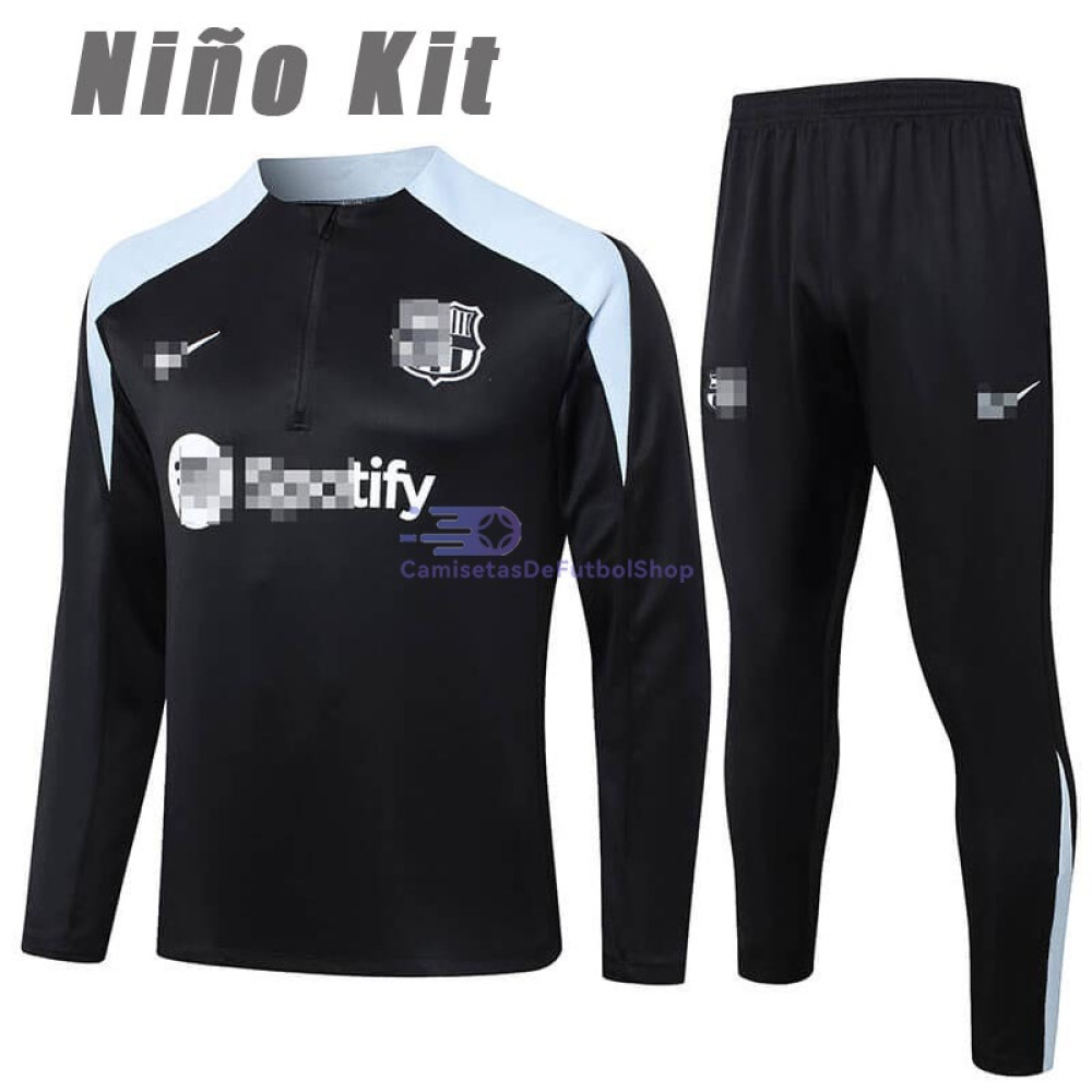 Sudadera De Entrenamiento Barcelona Negro/Gris 2024/2025 Niño Kit
