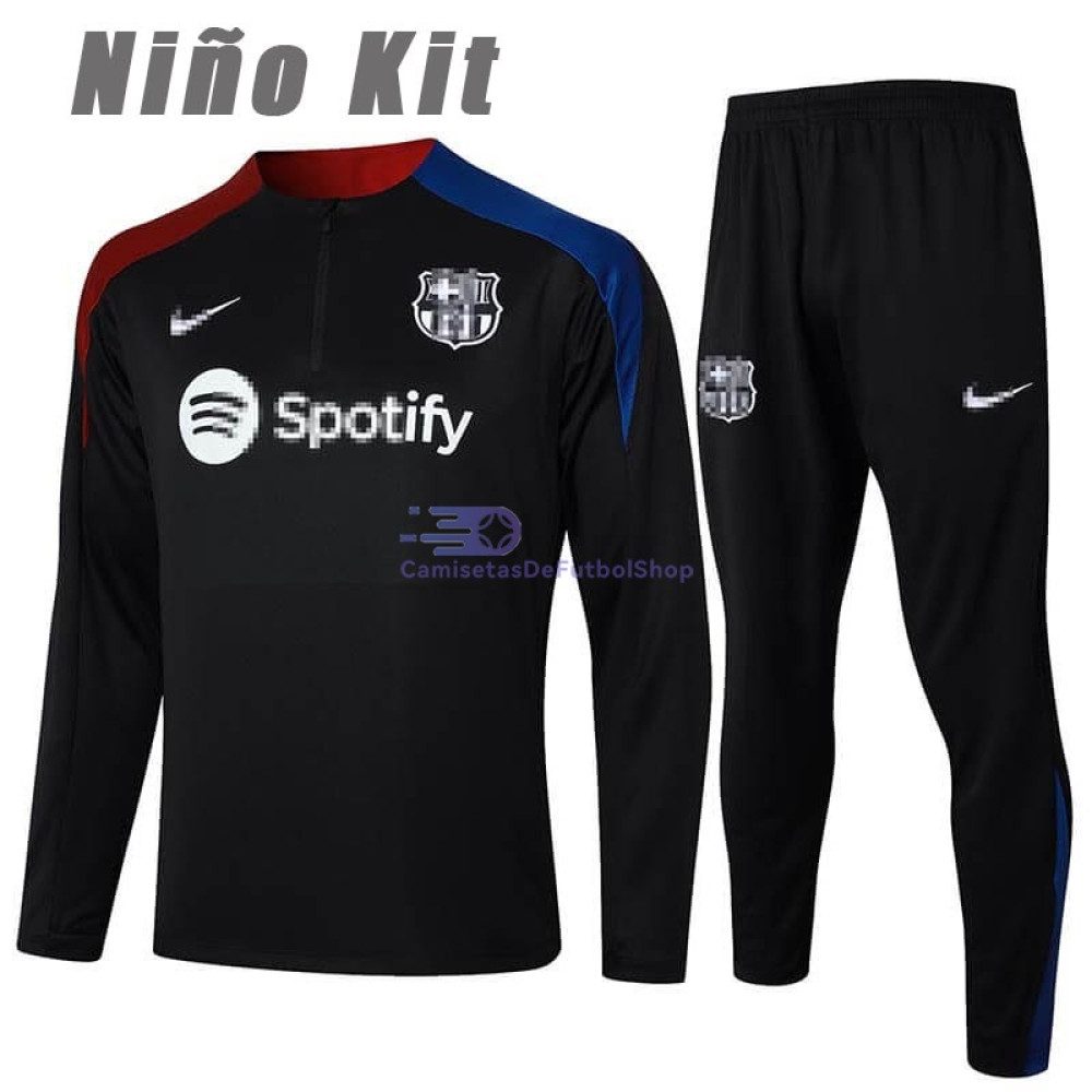 Sudadera De Entrenamiento Barcelona Negro/Rojo/Azul 2024/2025 Niño Kit