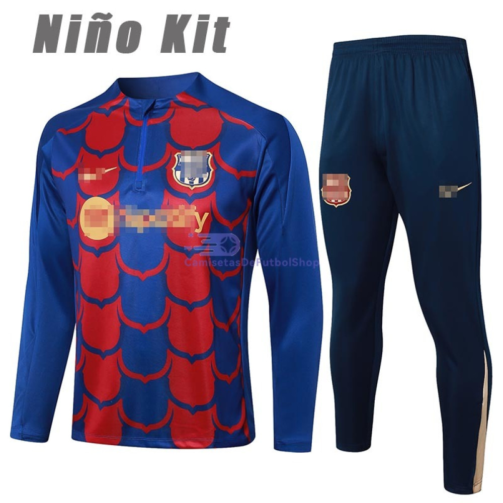Sudadera De Entrenamiento Barcelona Rojo/Azul 2024/2025 Niño Kit