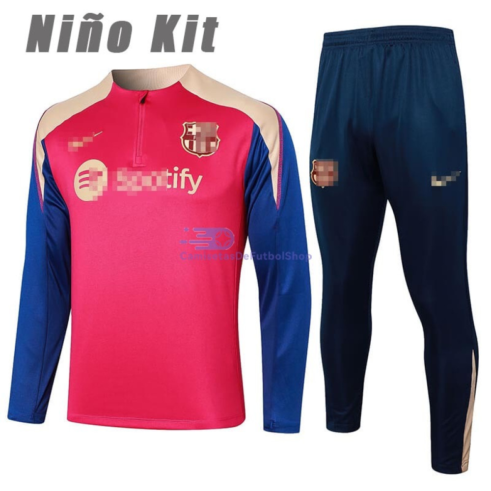 Sudadera De Entrenamiento Barcelona Rojo/Azul/Dorado 2024/2025 Niño Kit