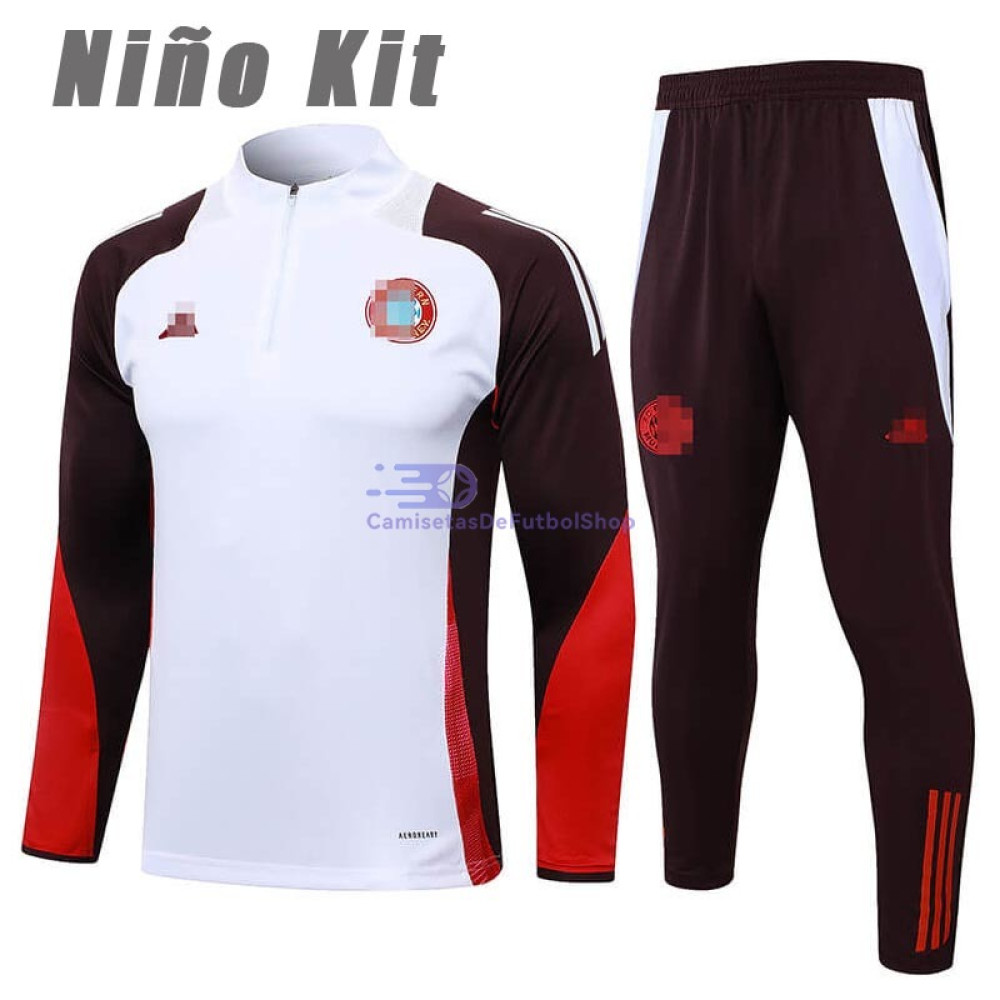 Sudadera de Entrenamiento Bayern Múnich Blanco/Rojo 2024/2025 Niño Kit