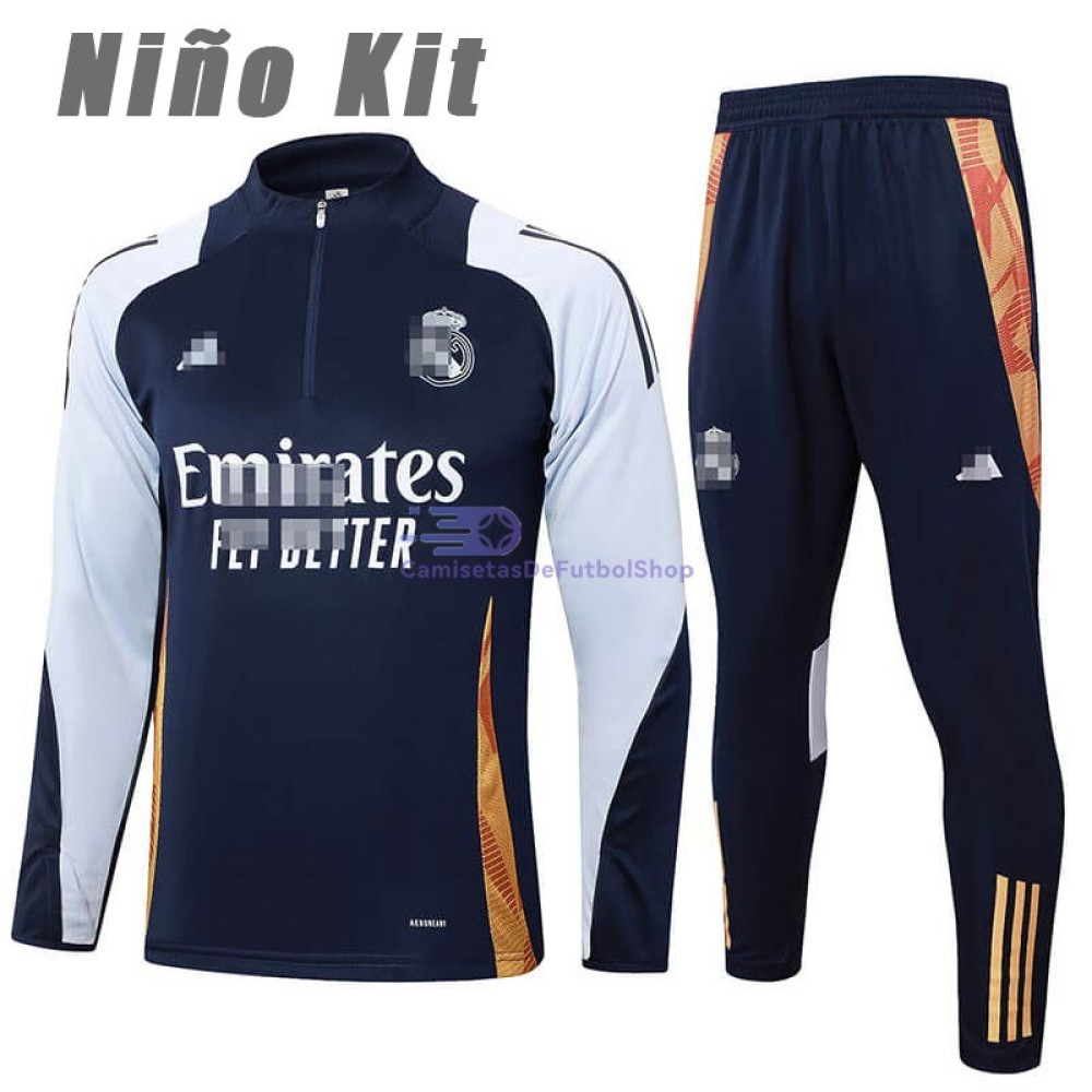 Sudadera De Entrenamiento Real Madrid Azul Marino/Azul Claro 2024/2025 Niño Kit