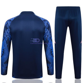 Sudadera De Entrenamiento Real Madrid Azul/Rosa con Estampado 2024/2025 Niño Kit