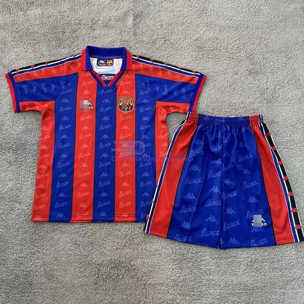 Camiseta Barcelona 1996/97 1ª Equipación Retro Niño Kit