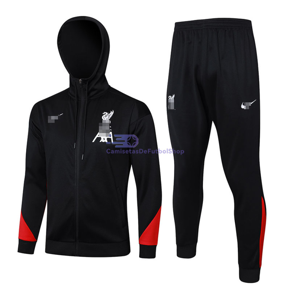Chandal Con Capucha Liverpool Negro/Rojo 2024/2025