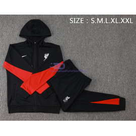 Chandal Con Capucha Liverpool Negro/Rojo 2024/2025