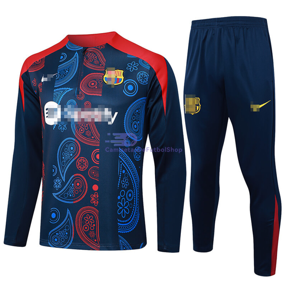Sudadera De Entrenamiento Barcelona Azul Marino/Rojo 2024/2025 Kit