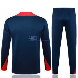 Sudadera De Entrenamiento Barcelona Azul Marino/Rojo 2024/2025 Kit
