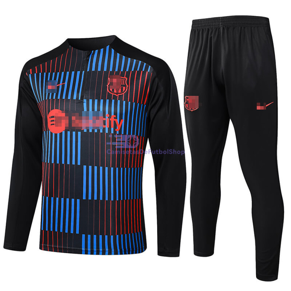 Sudadera De Entrenamiento Barcelona Negro/Azul 2024/2025 Kit